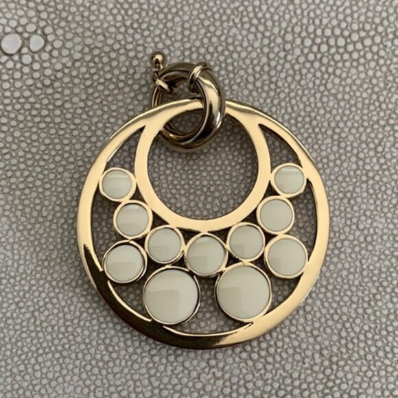 Dyrberg/Kern Idoya large off white enamel and gold pendant - Picture 1 of 4